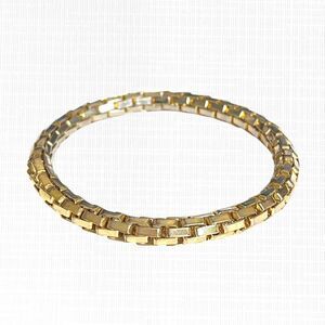 Vintage Gold Tone Mesh Bracelet Flexible Metal Chain Bangle Stretch 1/4" Wide